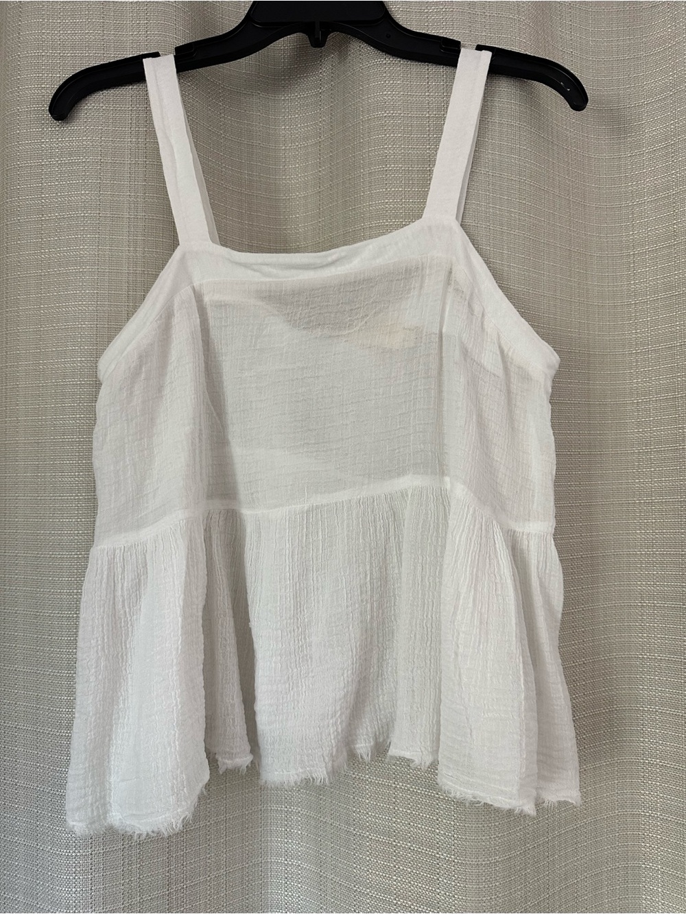 Nation White Textured Cotton Gauze Tank Top - Women back tie Small